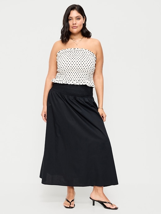 Image number 7 showing, Twill Smocked-Waist Maxi Skirt