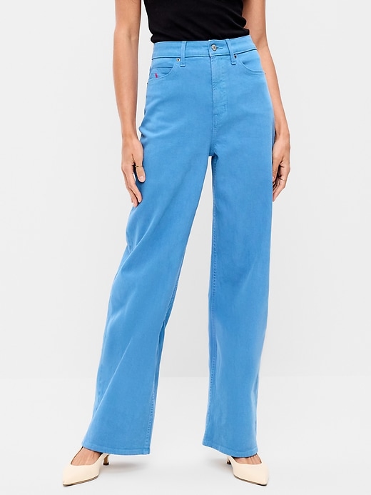 Image number 2 showing, Old Navy x The Devil Wears Prada Extra High-Waisted Cerulean Wide-Leg Jeans