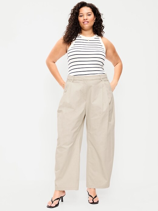 Image number 8 showing, Mid-Rise Twill Barrel-Leg Pants
