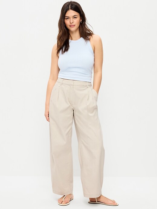 Image number 6 showing, Mid-Rise Twill Barrel-Leg Pants