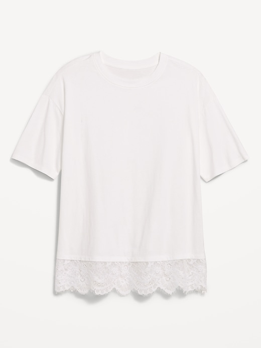 Image number 4 showing, Oversized Lace Hem T-Shirt