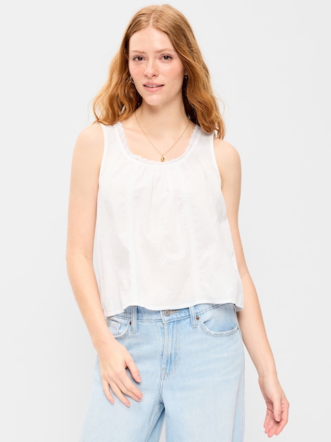 CAMISOLE BRODÉE À BORDURE À VOLANTS