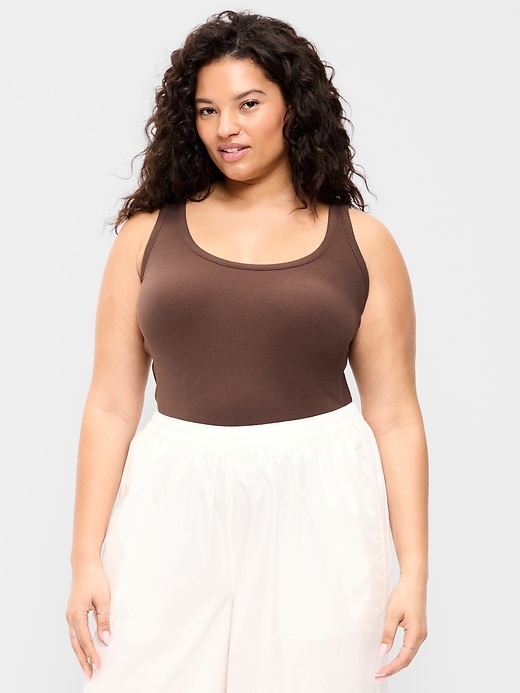 Image number 7 showing, First-Layer Ribbed Scoop-Neck Tank Top