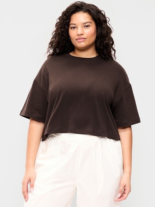 Image number 7 showing, Vintage Crew-Neck Oversized Crop T-Shirt