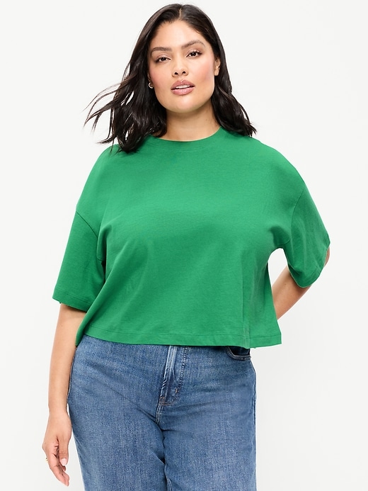 Image number 7 showing, Vintage Crew-Neck Oversized Crop T-Shirt
