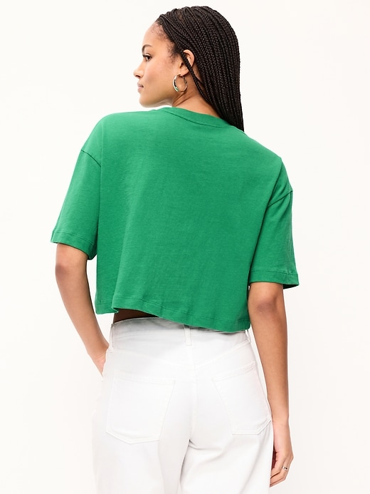 Image number 2 showing, Vintage Crew-Neck Oversized Crop T-Shirt