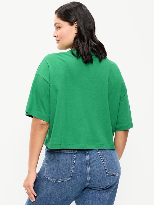 Image number 8 showing, Vintage Crew-Neck Oversized Crop T-Shirt
