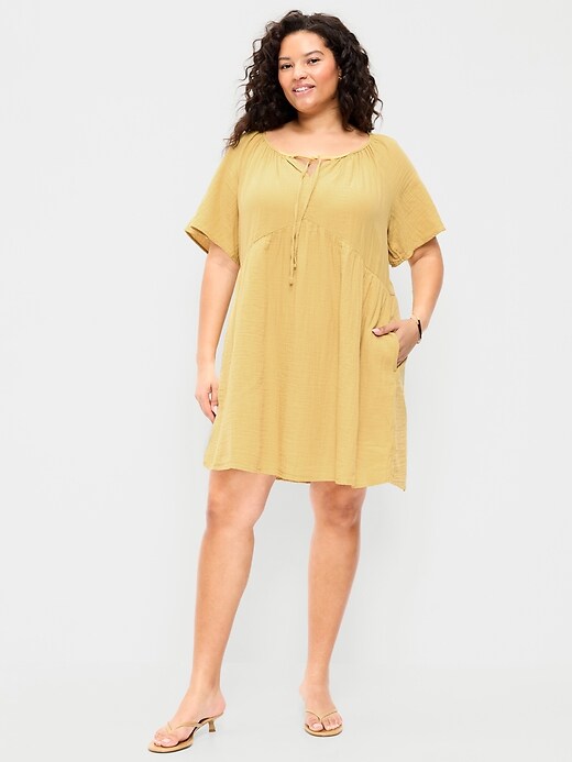 Image number 5 showing, Crinkle Gauze Flutter-Sleeve Mini Swing Dress