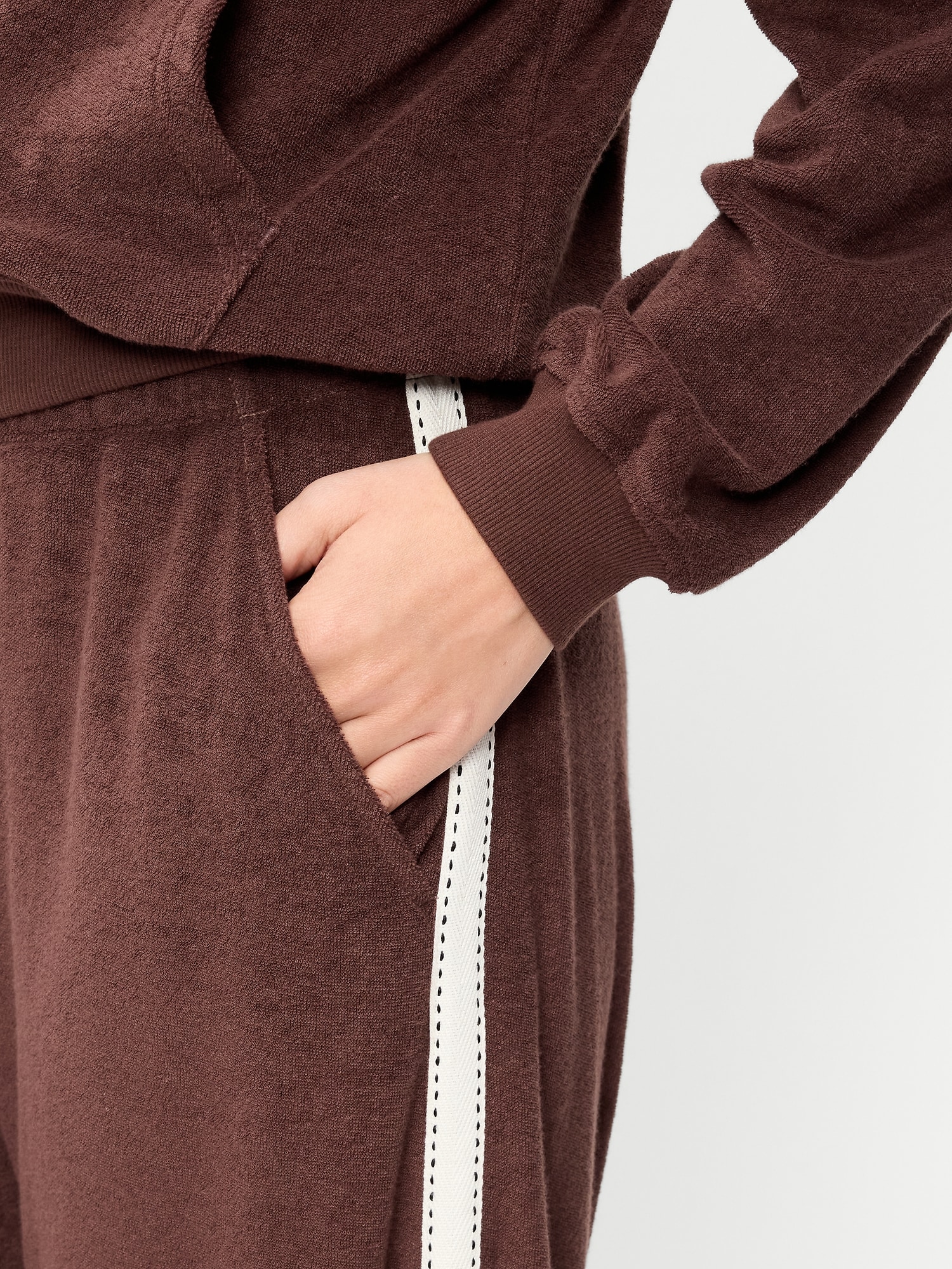 Mid-Rise Terry Cloth Harem Pants