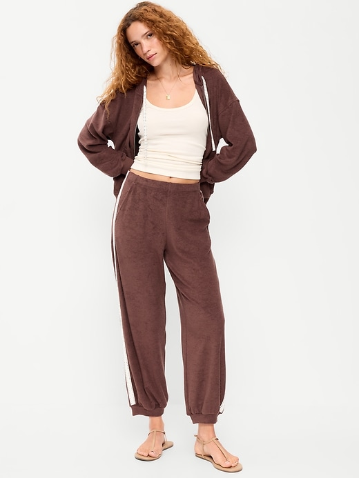 Image number 1 showing, Mid-Rise Terry Cloth Harem Pants