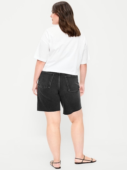 Image number 4 showing, Mid-Rise Baggy Jean Shorts -- 9-inch inseam