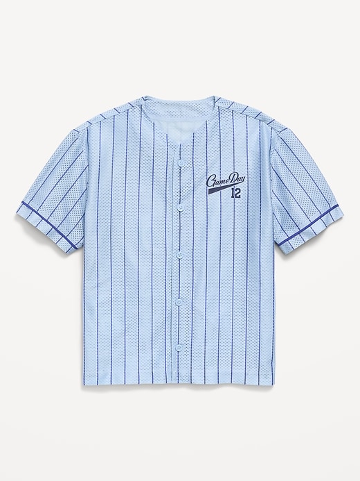 L'image numéro 1 présente Chemise de baseball surdimensionnée en maille pour garçon