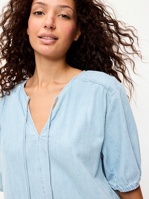 Image number 4 showing, Short-Sleeve Beaded Denim Top