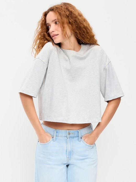 Image number 1 showing, Vintage Crew-Neck Cropped T-Shirt