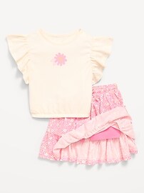 Image number 3 showing, Short-Sleeve Graphic T-Shirt and Skort Set for Toddler Girls