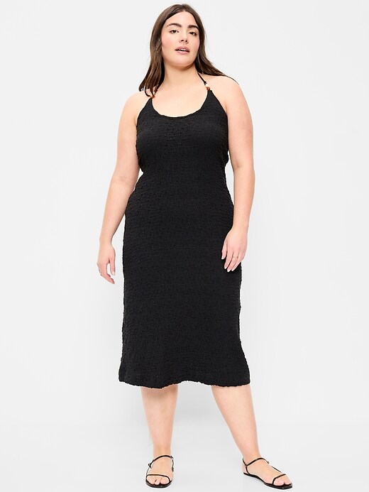 Image number 2 showing, Beaded Halter-Neck Textured Midi Dress