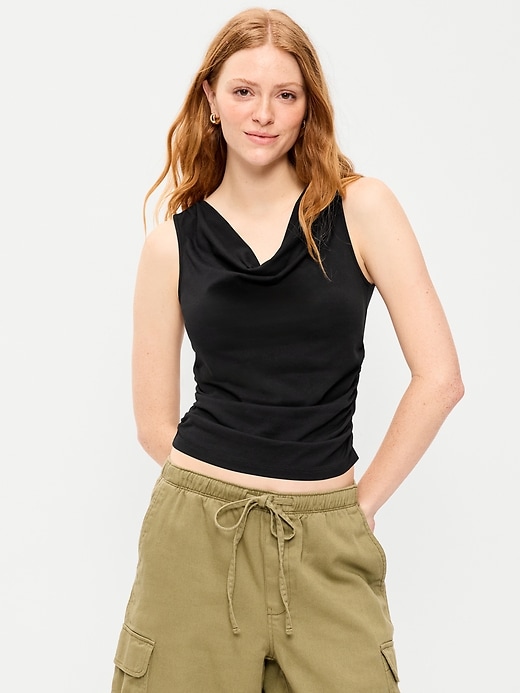 Image number 1 showing, Asymmetrical Side-Cinch Tank Top