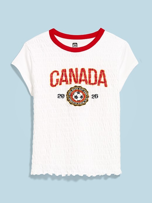 Image number 1 showing, FIFA World Cup 26™ Canada Smocked Graphic T-Shirt for Women