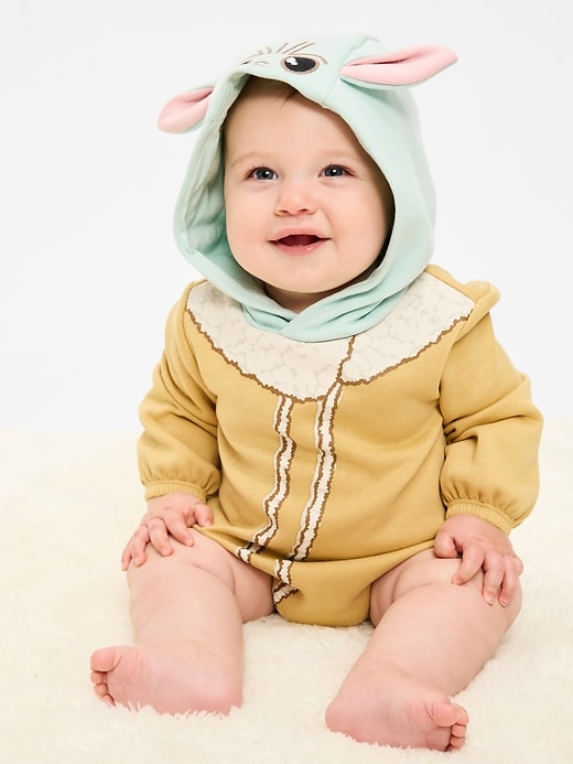 L'image numéro 1 présente Barboteuse à capuchon en molleton Grogu de Star Wars™ pour bébé
