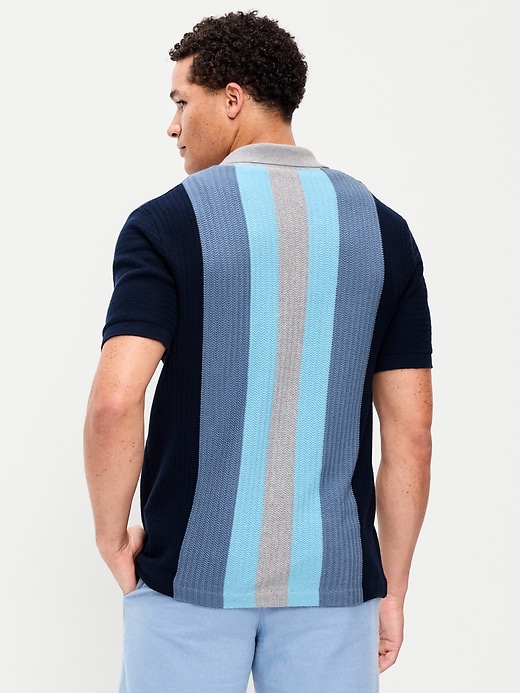 Image number 2 showing, Short-Sleeve Striped Camp Sweater Shirt