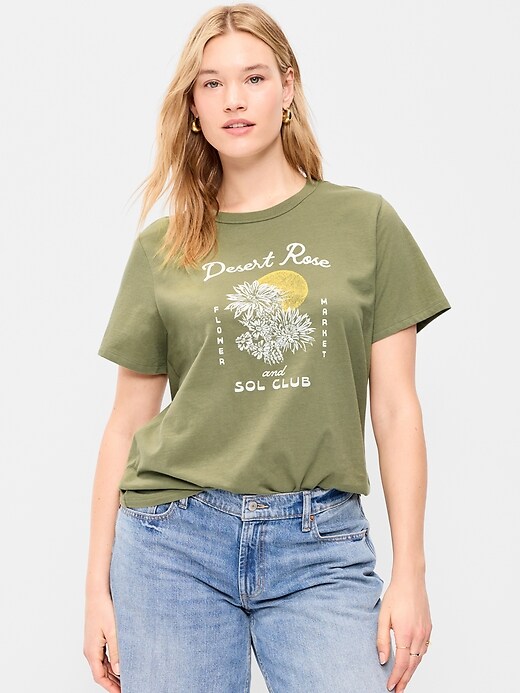 L'image numéro 6 présente T-shirt passe-partout ras du cou à imprimé
