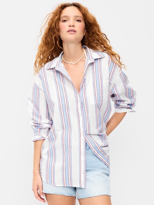 Image number 1 showing, Oversized Button-Down Boyfriend Shirt