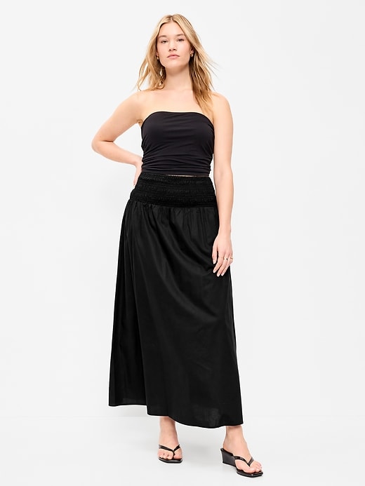 Image number 5 showing, Twill Smocked-Waist Maxi Skirt
