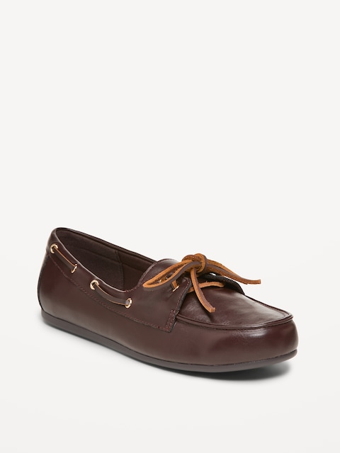 Faux-Leather Boat Shoes for Women