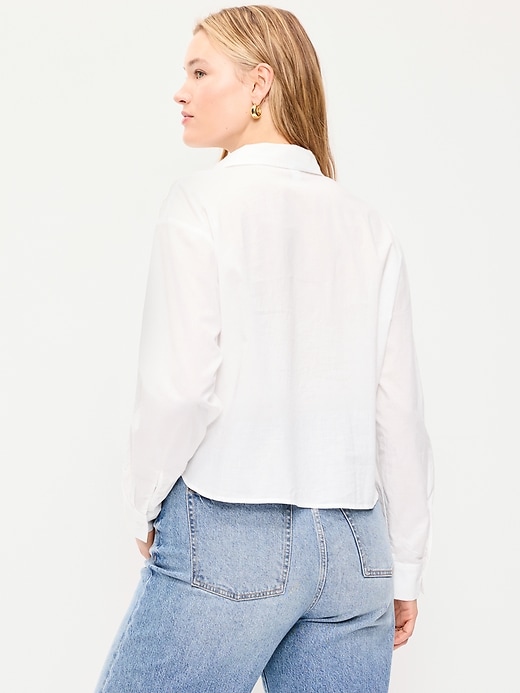 Image number 6 showing, Cropped Eyelet Button-Down Shirt