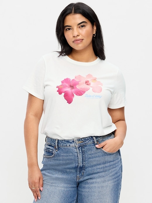 L'image numéro 6 présente T-shirt passe-partout ras du cou à imprimé