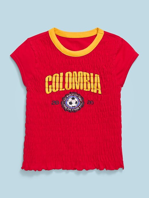 Image number 1 showing, FIFA World Cup 26™ Colombia Smocked Graphic T-Shirt for Girls