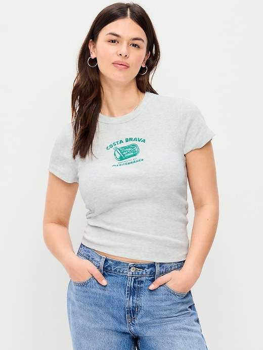 L'image numéro 5 présente T-shirt moulant à imprimé