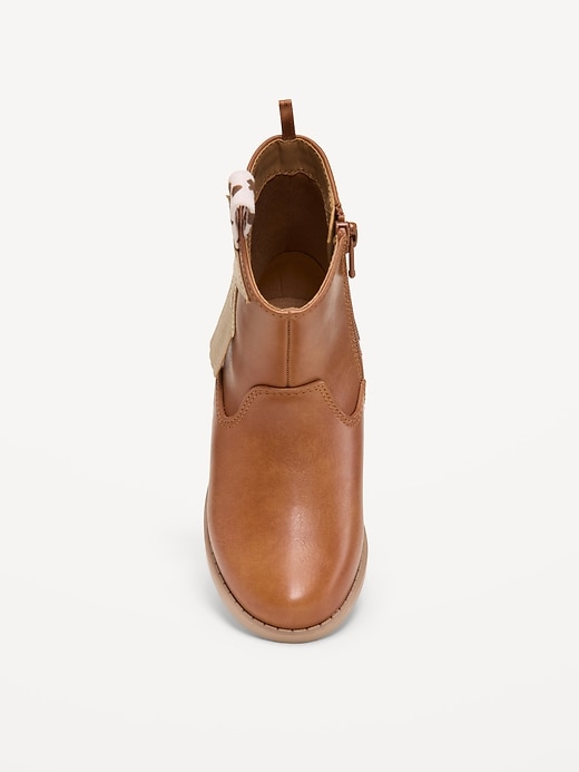 Image number 2 showing, Faux-Leather Side-Zip Western Boots for Toddler Girls
