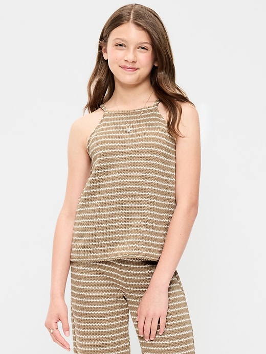Image number 1 showing, Sleeveless Jacquard Knit Top for Girls