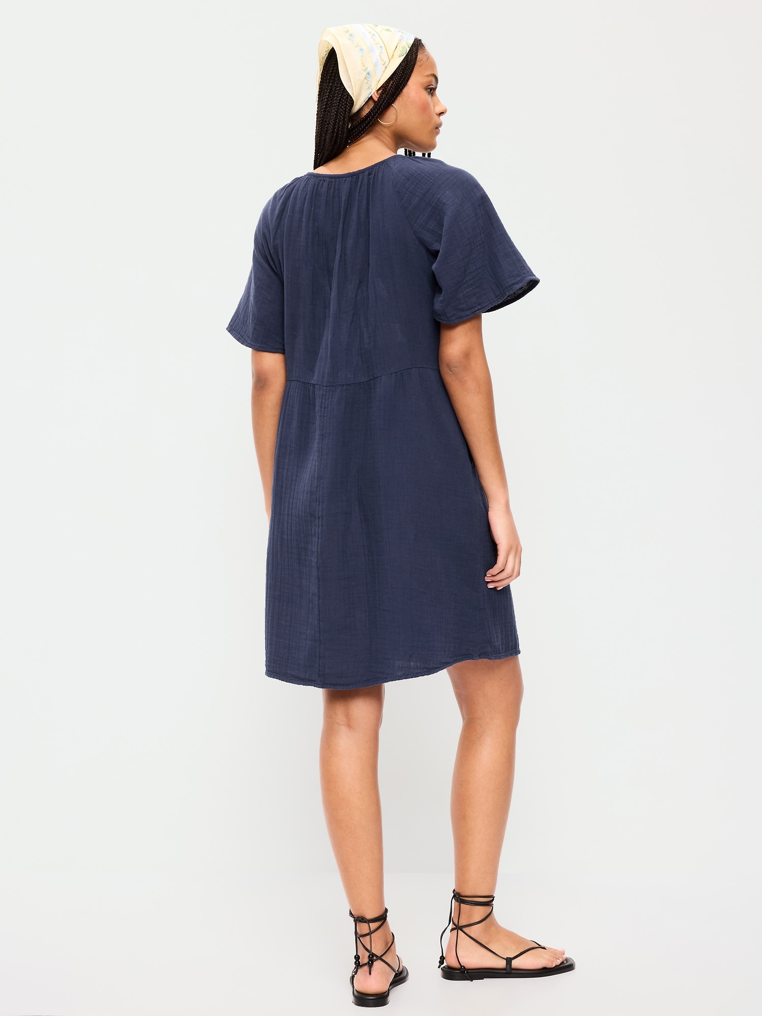 Image number 2 showing, Crinkle Gauze Flutter-Sleeve Mini Swing Dress