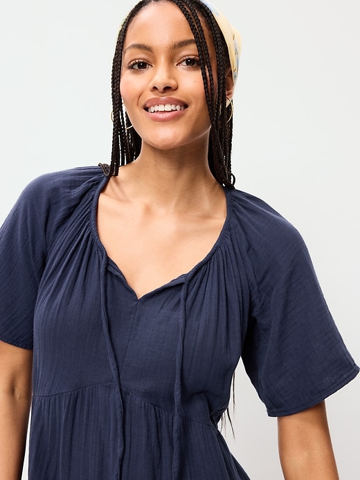 Image number 6 showing, Crinkle Gauze Flutter-Sleeve Mini Swing Dress