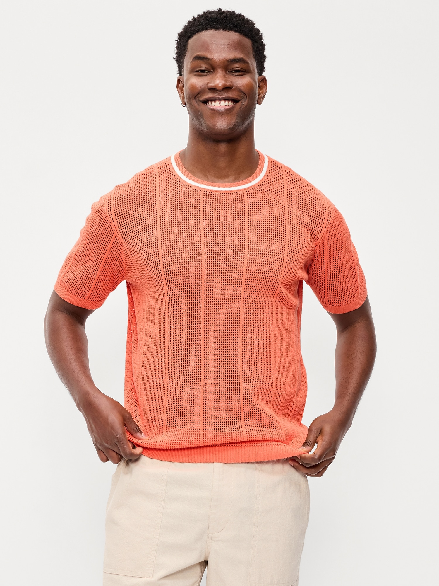 Relaxed Mesh-Knit T-Shirt