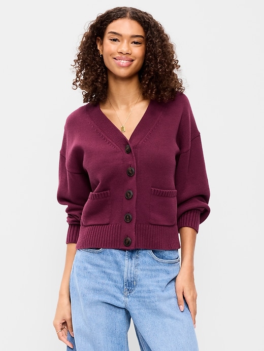 L'image numéro 3 présente Cardigan à encolure en V en tricot de coton littoral