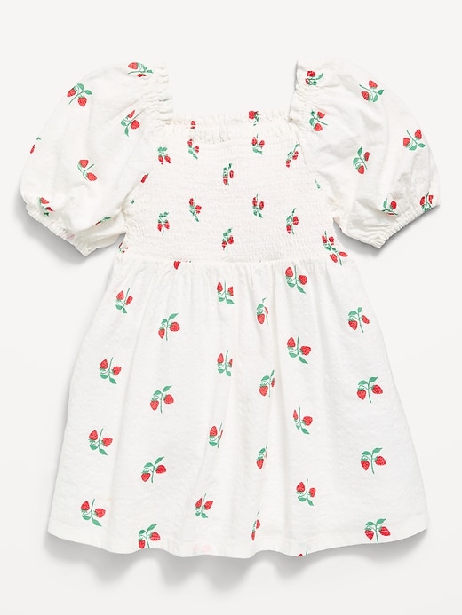 Image number 1 showing, Printed Fit and Flare Puff-Sleeve Smocked Dress for Toddler Girls