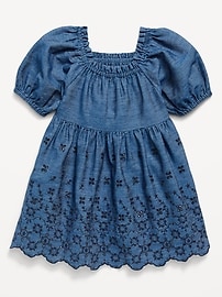 Image number 1 showing, Fit and Flare Puff-Sleeve Embroidered Dress for Toddler Girls