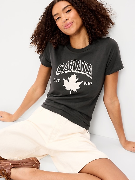 L'image numéro 3 présente T-shirt ras du cou à imprimé