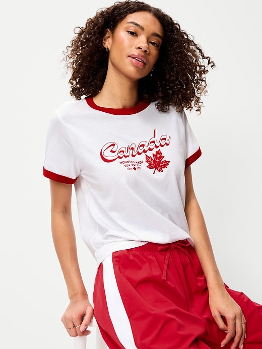 Image number 1 showing, EveryWear Graphic Ringer T-Shirt