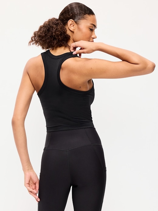 L'image numéro 2 présente Haut court ajusté sans coutures à encolure haute