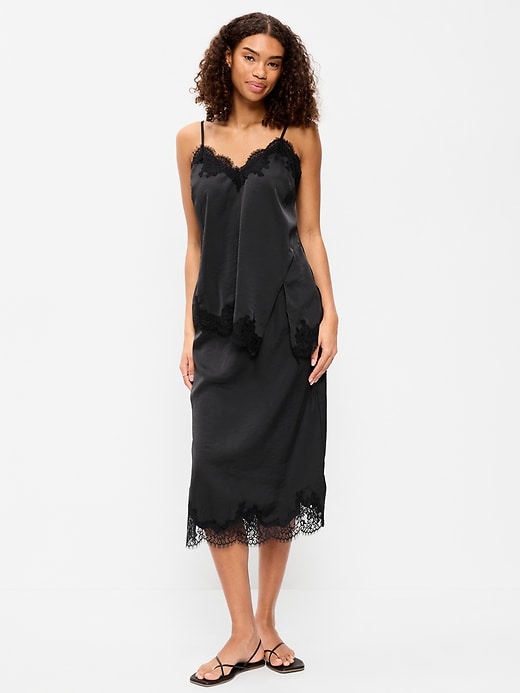 Image number 1 showing, Lace Slip Midi Skirt