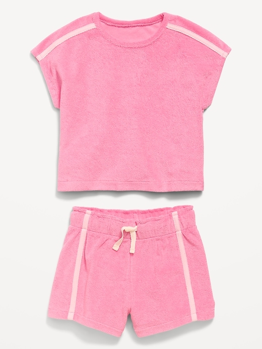 Image number 4 showing, Short-Sleeve Terry Top and Shorts Set for Toddler Girls