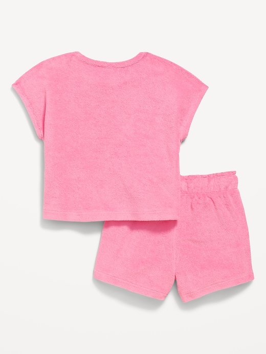 Image number 3 showing, Short-Sleeve Terry Top and Shorts Set for Toddler Girls