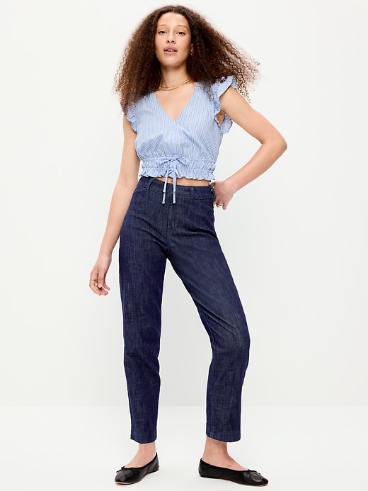 Image number 1 showing, High-Waisted Pixie Straight Pants