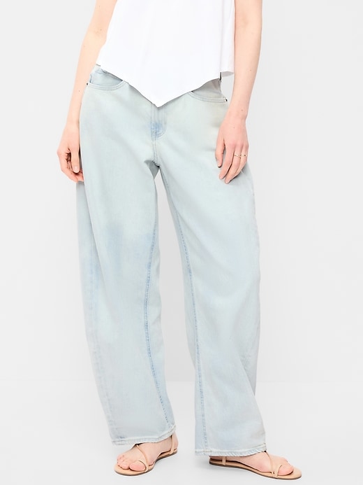 Image number 2 showing, High-Waisted Rounded Wide-Leg Barrel Jeans