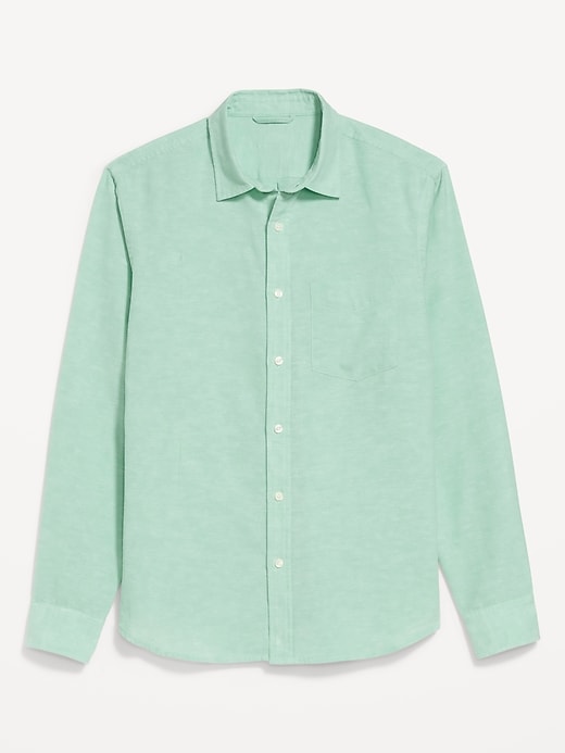 L'image numéro 4 présente Chemise coupe classique en mélange de lin