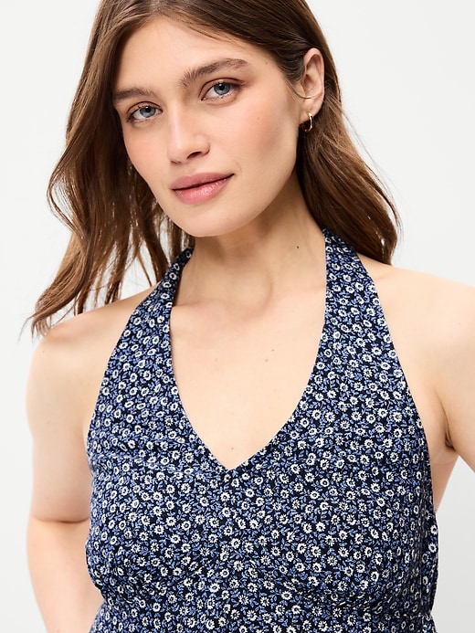 Image number 4 showing, Linen-Blend V-Neck Halter Top